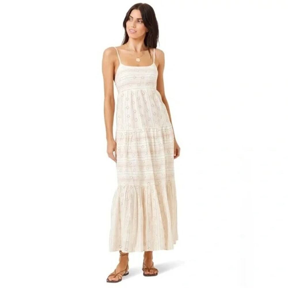 L*SPACE Santorini Maxi Dress Size XL Falling For You Eyelet Boho Beach Resort